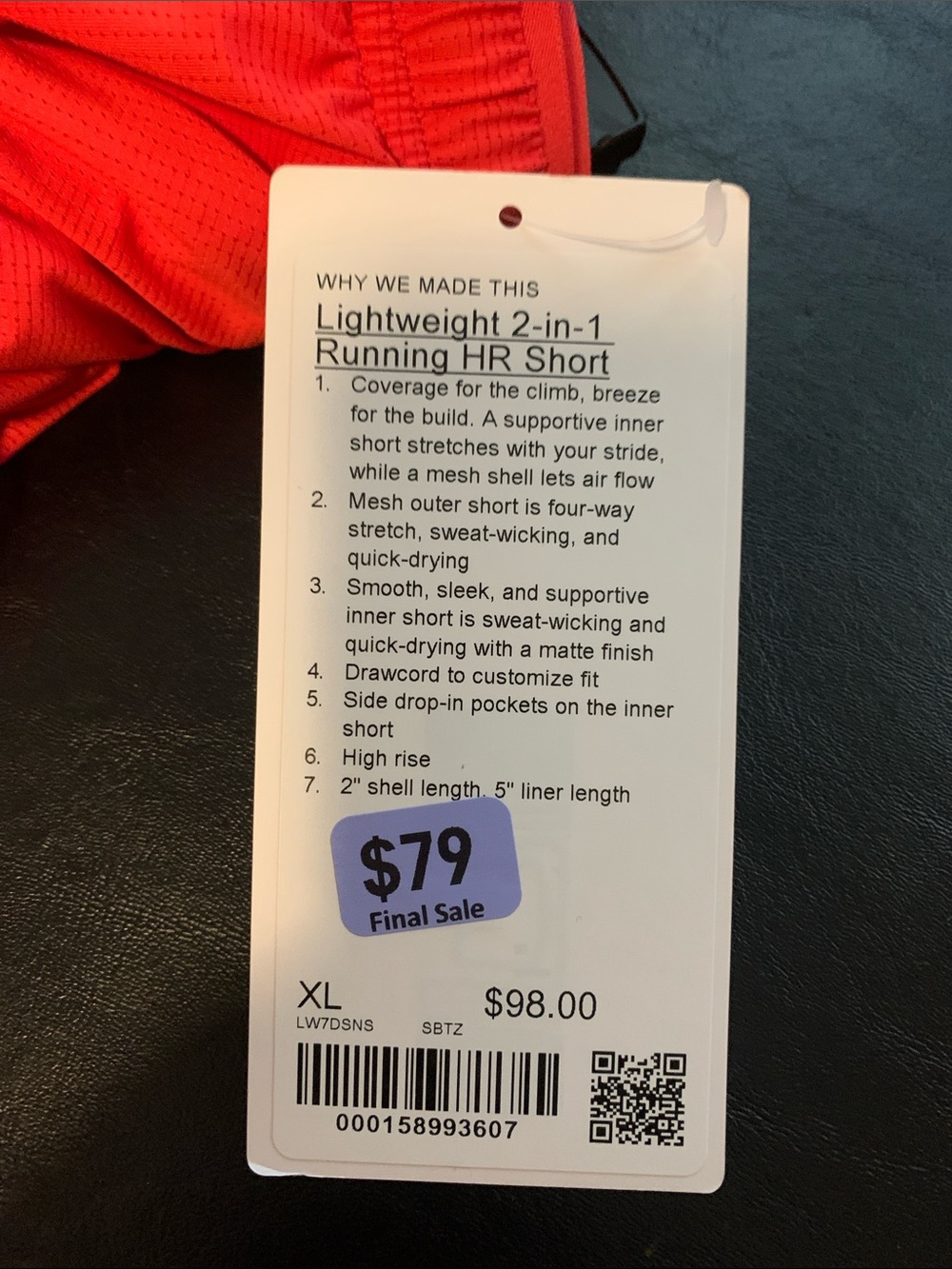 lululemon athletica Lightweight 2 in 1 HR Running Short, Sz XL Star Burst, NWT - Picture 4 of 6